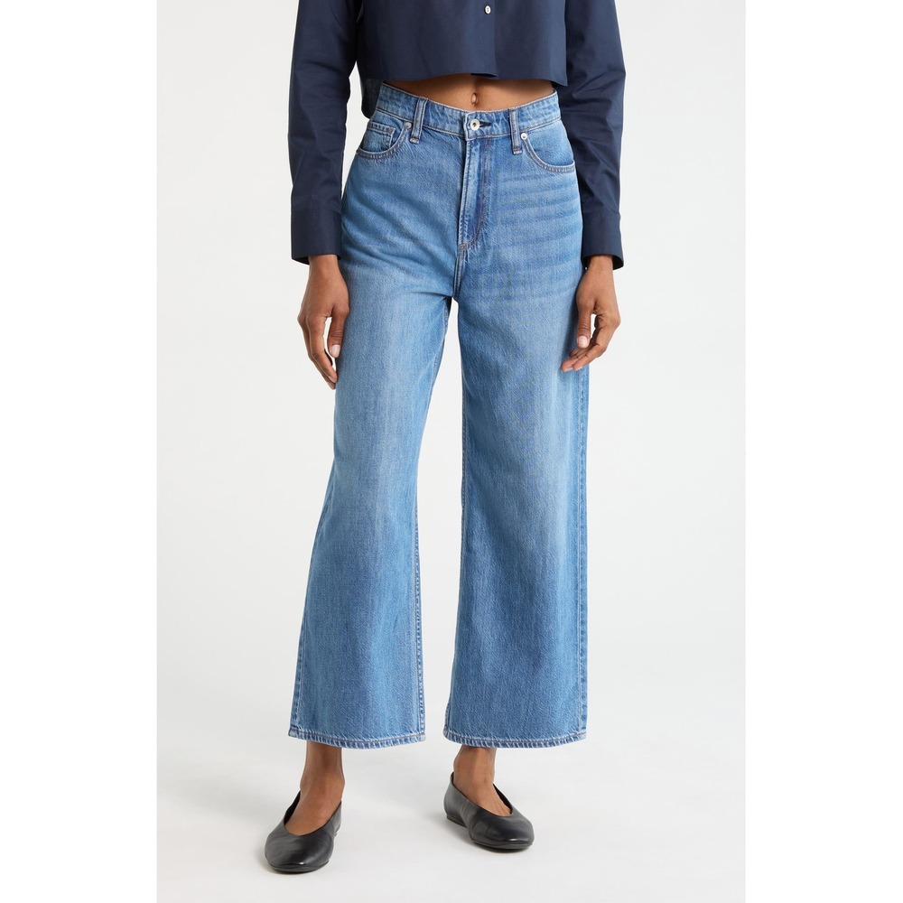 Rag & Bone Lori High-Rise Wide Leg Crop Ankle Jeans Medium Blue Size 28/6 NEW